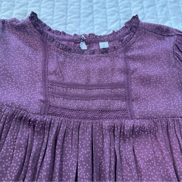 Gentle Fawn Burgundy Polka Dot With flare Long Sleeve Blouse - Picture 10 of 13